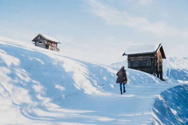 Winterlandschaft nahe dem Sporthotel Chesa Monte in Tirol